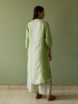 Mori Border Linen Shirt Kurta - Meadow