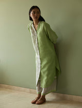 Mori Border Linen Shirt Kurta - Meadow