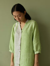 Mori Border Linen Shirt Kurta - Meadow