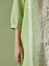 Mori Border Linen Shirt Kurta - Meadow