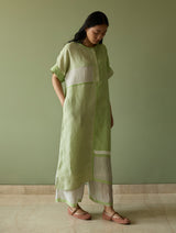 Pira Stripe Linen Tunic Kaftan - Meadow