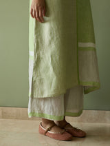 Pira Stripe Linen Tunic Kaftan Set - Meadow