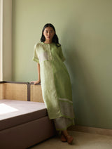 Pira Stripe Linen Tunic Kaftan - Meadow