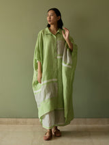 Bora Colour-Blocked Linen Kaftan Set - Meadow