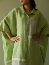Bora Colour-Blocked Linen Kaftan - Meadow
