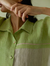 Bora Colour-Blocked Linen Kaftan Set - Meadow