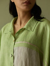 Bora Colour-Blocked Linen Kaftan - Meadow