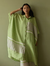 Bora Colour-Blocked Linen Kaftan Set - Meadow