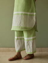 Iva Border Linen Kurta - Meadow