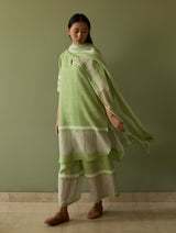 Iva Border Linen Kurta Set - Meadow