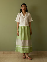 Ora Pleated Border Linen Skirt - Meadow