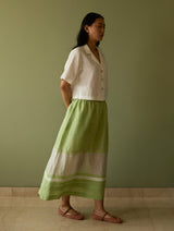 Ora Pleated Border Linen Skirt - Meadow