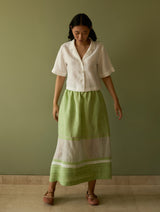 Ora Pleated Border Linen Skirt - Meadow