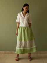 Ora Pleated Border Linen Skirt - Meadow