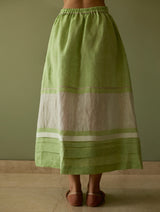 Ora Pleated Border Linen Skirt - Meadow
