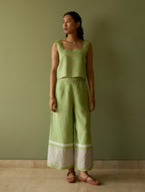 Della Border Linen Culottes - Meadow