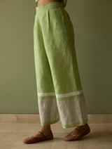 Yara Sleeveless Border Linen Kurta Set - Meadow