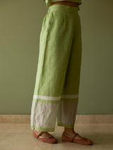 Iva Border Linen Kurta Set - Meadow