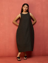 Juro Linen Parabola Dress - Charcoal