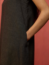Juro Linen Parabola Dress - Charcoal
