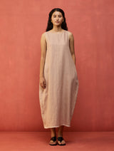 Juro Stripe Linen Parabola Dress - Rose