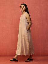 Juro Stripe Linen Parabola Dress - Rose
