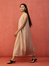 Juro Stripe Linen Parabola Dress - Rose