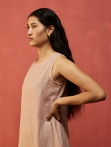 Juro Stripe Linen Parabola Dress - Rose