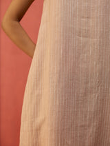 Juro Stripe Linen Parabola Dress - Rose