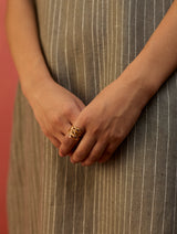 Juro Stripe Linen Parabola Dress - Grey