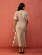 Fumi Bias Skirt Stripe Linen Dress - Dusty Rose