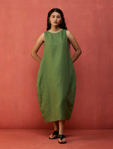 Juro Linen Parabola Dress - Fern Green