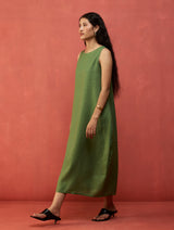 Juro Linen Parabola Dress - Fern Green