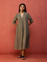 Maki Pleated Linen Dress - Grey