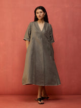 Maki Pleated Linen Dress - Grey