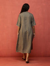 Maki Pleated Linen Dress - Grey