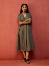 Maki Pleated Linen Dress - Grey