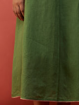 Maki Pleated Linen Dress - Fern Green