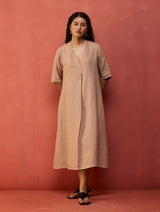 Maki Pleated Linen Dress - Dusty Rose
