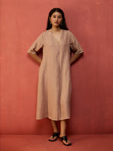 Maki Pleated Linen Dress - Dusty Rose