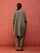 Etsu Yoke Linen Kurta Set - Grey