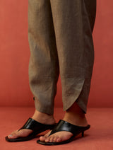 Ikis Overlapping Hem Linen Pant - Grey
