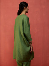 Etsu Yoke Linen Kurta - Fern Green