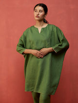 Etsu Yoke Linen Kurta - Fern Green