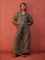 Mekko Pleated Linen Trousers - Grey