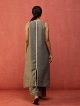 Rohe Sleeveless Linen Kurta Set - Grey