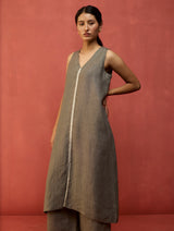 Rohe Sleeveless Linen Kurta Set - Grey