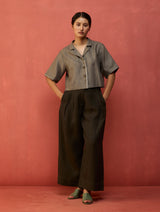 Kiera Cuban Collar Linen Co-ord Set - Grey