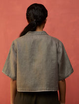 Kiera Cuban Collar Linen Shirt - Grey
