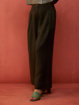 Sumire Curved Hem Linen Co-ord Set - Fern Green